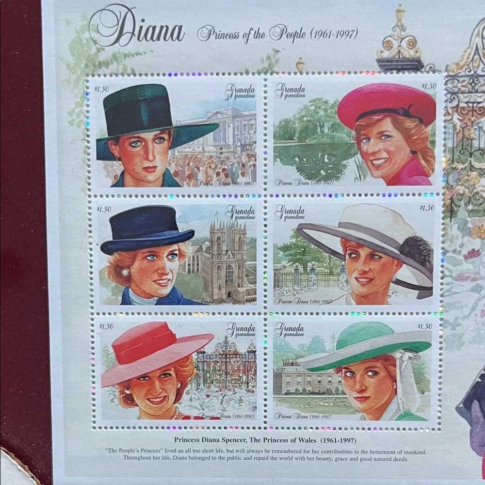 Elegant Princess Diana Commemorative Framed Stamp Collection